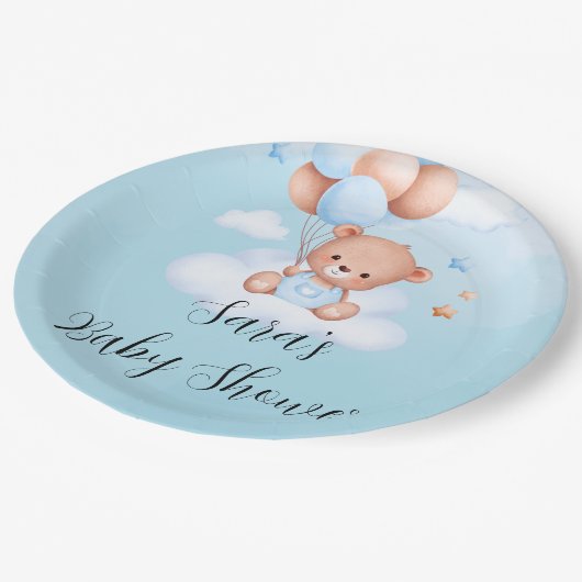 我々は男の子の赤ちゃんシャワーを待つことができる ペーパープレート (アングル)