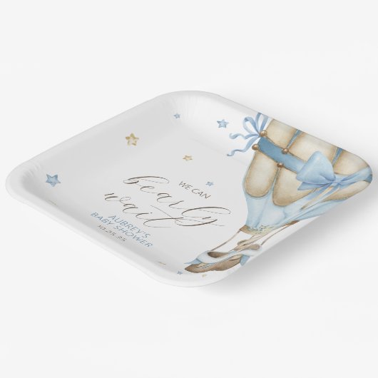 我々は男の子の赤ちゃんシャワーを待つことができる ペーパープレート (傾斜あり)