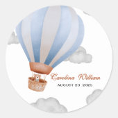 我々は男の子の赤ちゃんシャワーを待つことができる ラウンドシール (正面)