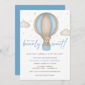 我々は男の子の赤ちゃんシャワーを待つことができる 招待状 (正面/裏面)