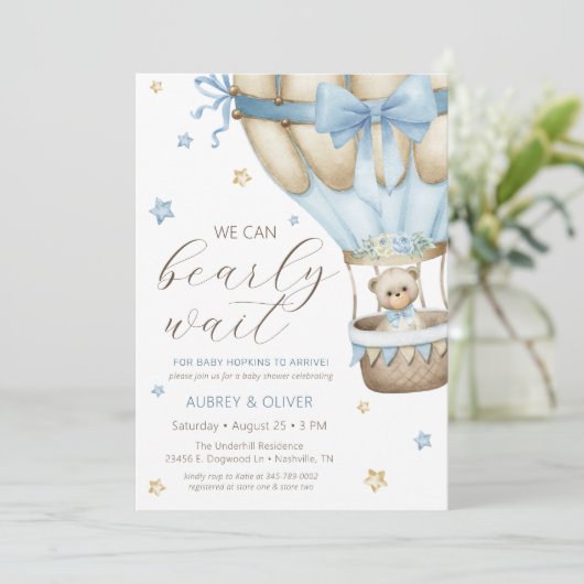我々は男の子の赤ちゃんシャワーを待つことができる 招待状 (スタンド正面)