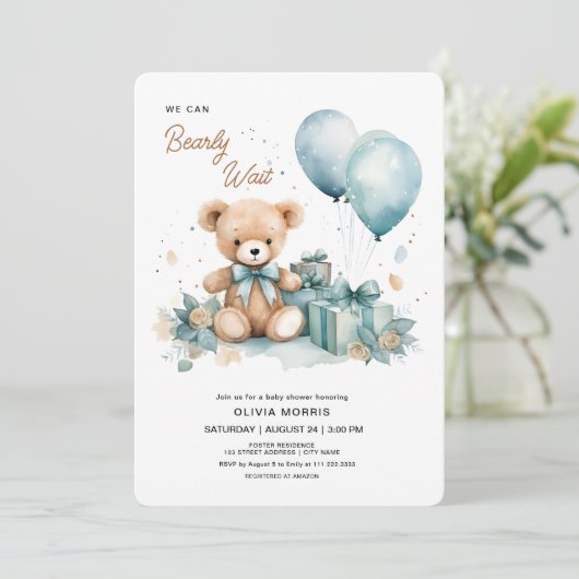 我々は男の子の赤ちゃんシャワーを待つことができる 招待状 (スタンド正面)