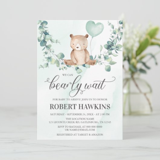 我々は男の子の赤ちゃんシャワーを待つことができる 招待状 (スタンド正面)