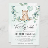 我々は男の子の赤ちゃんシャワーを待つことができる 招待状 (正面/裏面)