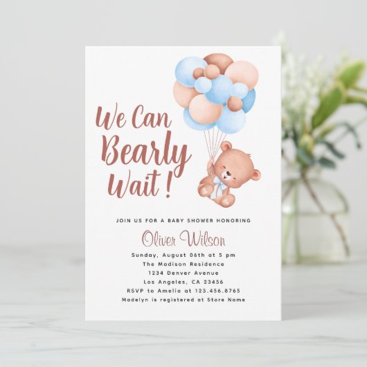 我々は男の子の赤ちゃんシャワーを待つことができる 招待状 (スタンド正面)