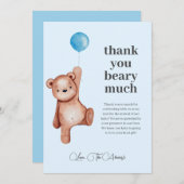 我々は男の子の赤ちゃんシャワーサンキューカードを待つ サンキューカード (正面/裏面)