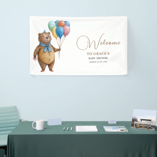 我々は男の子を待つことができる気球のベビーシャワー 横断幕 (トレードショー)