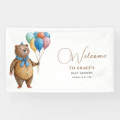 我々は男の子を待つことができる気球のベビーシャワー 横断幕 (横)