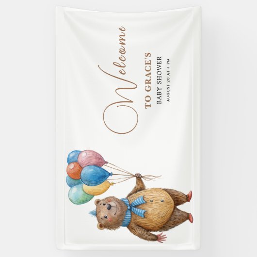 我々は男の子を待つことができる気球のベビーシャワー 横断幕 (縦)