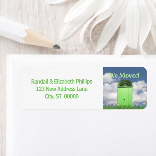 我々は発表の花の緑の両扉を移動 ラベル (インサイチュ)