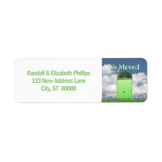 我々は発表の花の緑の両扉を移動 ラベル (正面)