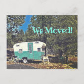 我々は発表ヴィンテージキャンピングトレーラーを移動 ポストカード (正面)