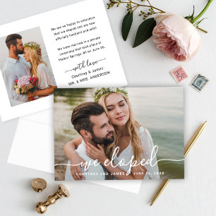 我々は白ミニマル文字の写結婚真を駆け落ち 案内状