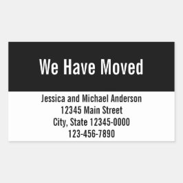 我々は白黒の動く発表を引っ越した 長方形シール