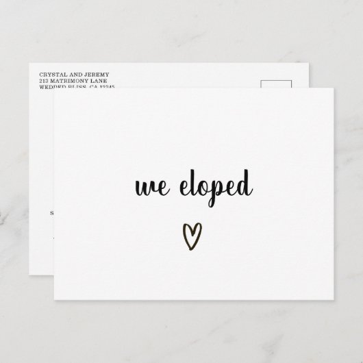 我々は白黒ハートの駆け結婚落ち 案内ポストカード (正面/裏面)