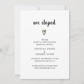 我々は白黒ハート写真の駆け落ち 案内状 (正面)