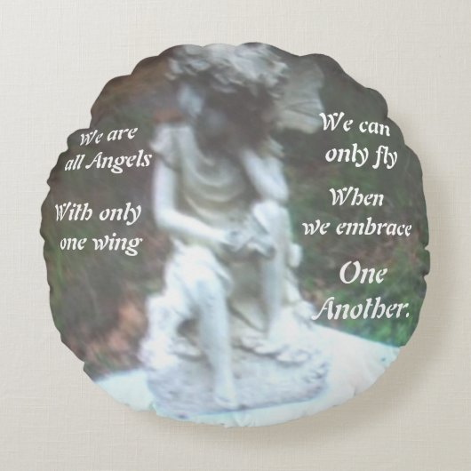 我々は皆エンジェル枕だ ラウンドクッション (正面)