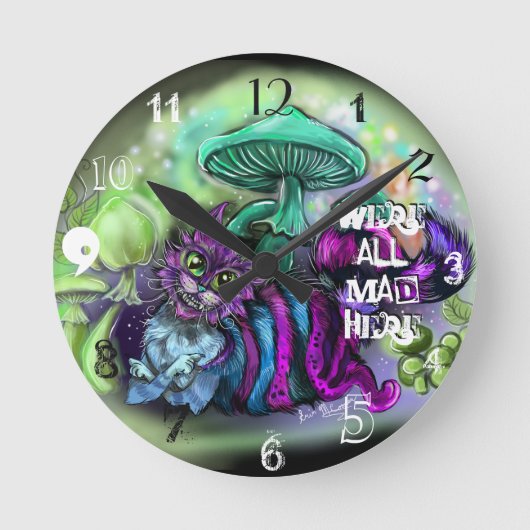 我々は皆不機嫌ここに猫時計 ラウンド壁時計 (正面)