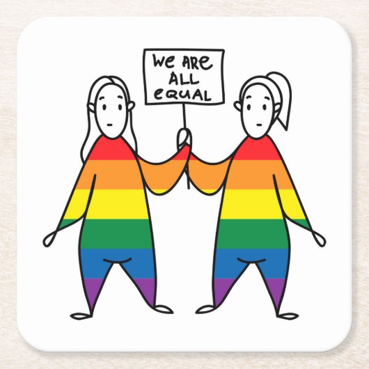 我々は皆平等だ スクエアペーパーコースター (正面)