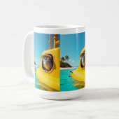 我々は皆黄色の潜水艦おもしろいマグカップに住んでいる コーヒーマグカップ (正面左)