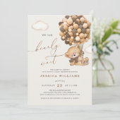 我々は真っ暗に待つことができる茶色の赤ちゃんシャワー招待状 招待状 (スタンド正面)