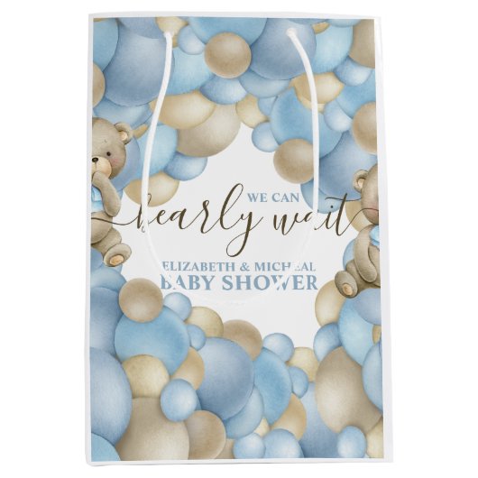 我々は真摯にメッセージカードを待つ ミディアムペーパーバッグ (正面)