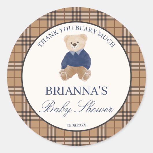 我々は真摯に待つことができるクラシックの援助の赤ちゃんシャワー ラウンドシール (正面)