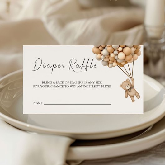 我々は真摯に待つことができるテディバルーンラッフルチケット エンクロージャーカード