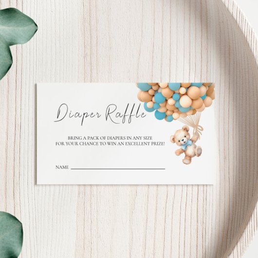 我々は真摯に待つことができるテディバルーンラッフルチケット エンクロージャーカード