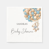 我々は真摯に待つことができるテディブルーバルーンセベトト スタンダードカクテルナプキン (正面)