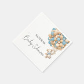 我々は真摯に待つことができるテディブルーバルーンセベトト スタンダードカクテルナプキン (角)