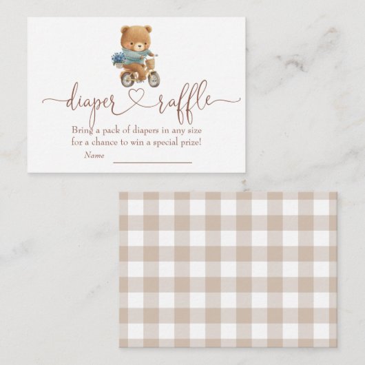 我々は真摯に待つことができるテディベアおむつラッフル エンクロージャーカード (正面/裏面)