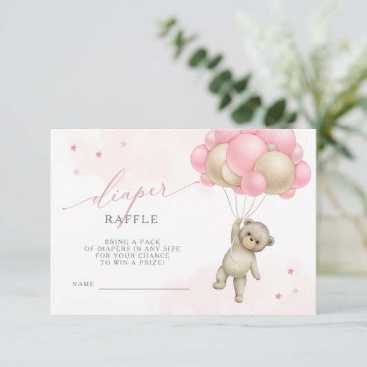 我々は真摯に待つことができるテディベアガールおむつラッフル エンクロージャーカード (スタンド正面)