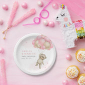 我々は真摯に待つことができるテディベアガールベイビーシャワー ペーパープレート (パーティー)