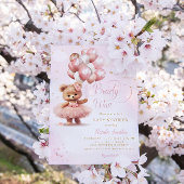 我々は真摯に待つことができるテディベアガールベイビーシャワー 招待状