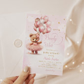 我々は真摯に待つことができるテディベアガールベイビーシャワー 招待状