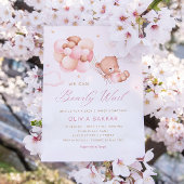 我々は真摯に待つことができるテディベアガールベイビーシャワー 招待状