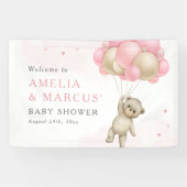 我々は真摯に待つことができるテディベアガールベイビーシャワー 横断幕 (横)