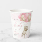 我々は真摯に待つことができるテディベアガールベイビーシャワー 紙コップ (裏面)