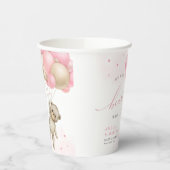 我々は真摯に待つことができるテディベアガールベイビーシャワー 紙コップ (左)