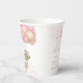 我々は真摯に待つことができるテディベアガールベイビーシャワー 紙コップ (右)