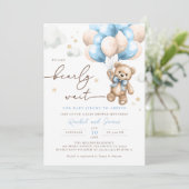我々は真摯に待つことができるテディベアバルーンベビーシャワー 招待状 (スタンド正面)