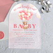 我々は真摯に待つことができるテディベアーガールベイビーシャワー アクリル招待状