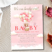 我々は真摯に待つことができるテディベアーガールベイビーシャワー 招待状