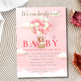 我々は真摯に待つことができるテディベアーガールベイビーシャワー 招待状