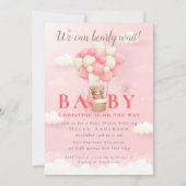 我々は真摯に待つことができるテディベアーガールベイビーシャワー 招待状 (正面)