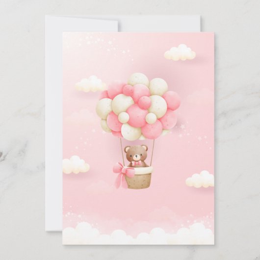 我々は真摯に待つことができるテディベアーガールベイビーシャワー 招待状 (裏面)