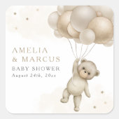 我々は真摯に待つことができるテディベア中立シャワー スクエアシール (正面)