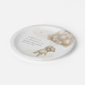 我々は真摯に待つことができるテディベア中立シャワー ペーパープレート (アングル)