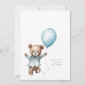 我々は真摯に待つことができるテディベア少年の赤ちゃんシャワー 招待状 (裏面)